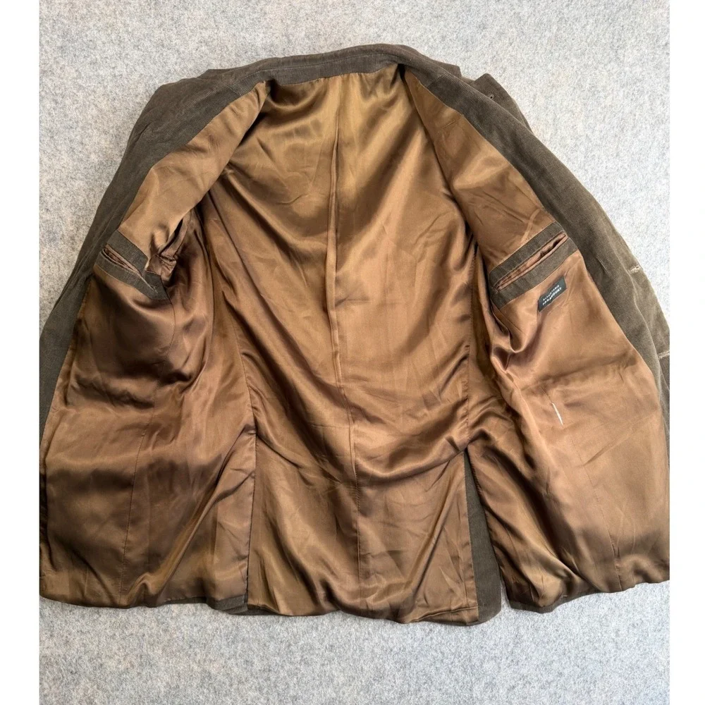 Vintage 90s Mens Corduroy Sport Coat Blazer Chocolate Brown Dark Academia Poet